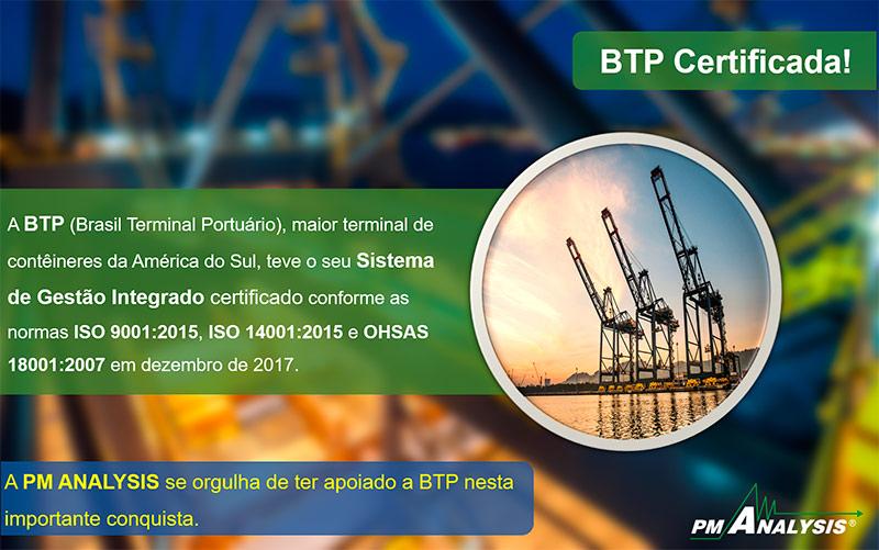 Brasil Terminal Portuário (BTP) tem o SGI Certificado